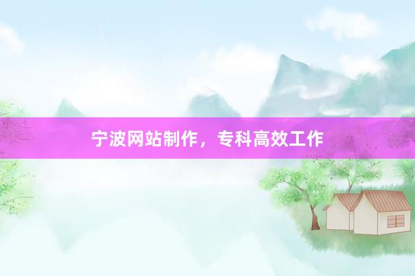 宁波网站制作，专科高效工作